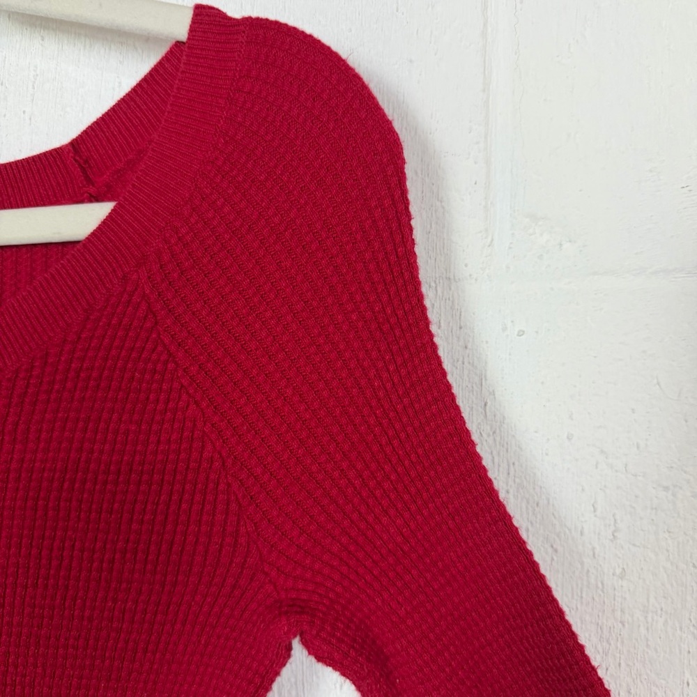 American Eagle Waffle Thermal Top Red Y2K 2010 Bella Swan Elena Gilbert M‎ - Picture 8 of 15